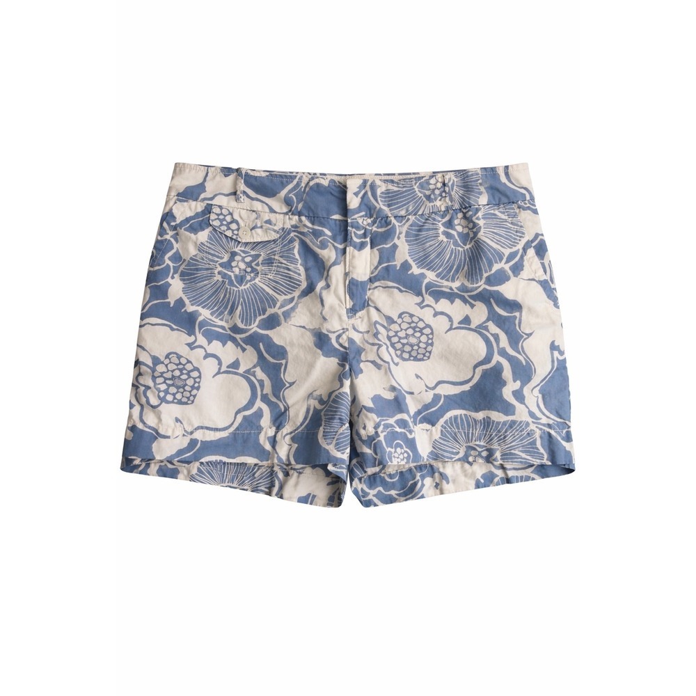 Banana Republic Martin Fit Shorts 14 Blue White Floral Cotton Summer